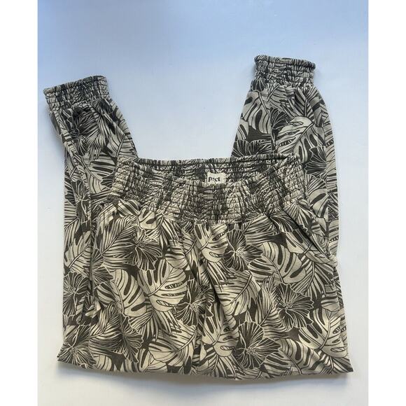 Pact Women's Small Beige Black Palm Print Organic Cotton Pull On Jogger Pants S - Picture 8 of 11
